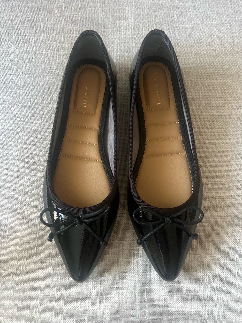 Kelly & Katie Black Patent Ballet Flats, women’s 8, Bow, office, casual dressy